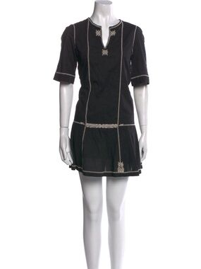 Isabel Marant Étoile Black Cotton Embroidered Mini Dress Size 2/XS